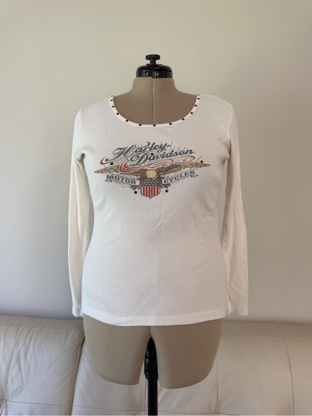 Harley-Davidson Women's White Long-Sleeve Graphic Top